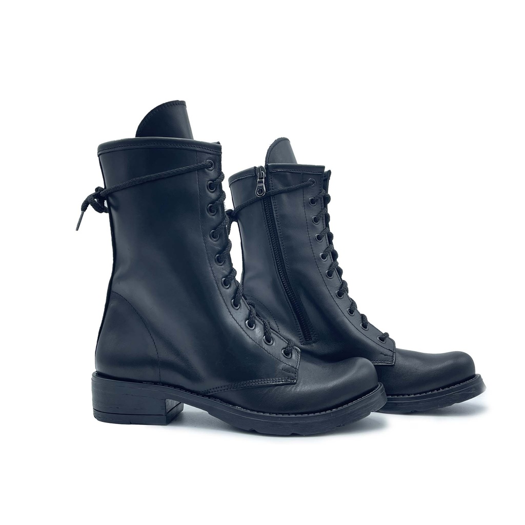 Art. 323 ANFIBIO CON CERNIERA IN VERA PELLE NERO