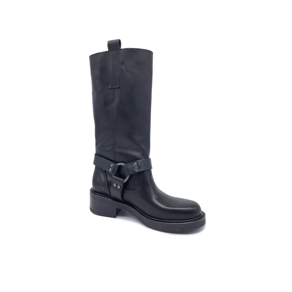 Art. 801 STIVALE IN VERA PELLE NERO CON CAVIGLIERA FISSA