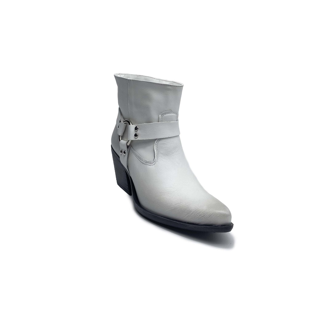 Art. 401 STIVALETTO IN VERA PELLE BIANCA CON CAVIGLIERA