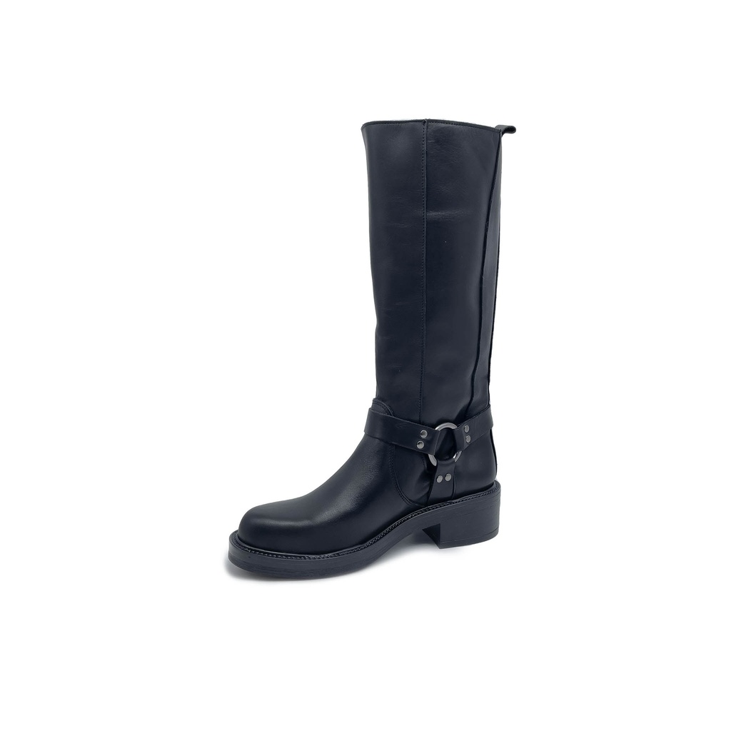 Art. 805 STIVALE IN VERA PELLE NERO CON FIBBIE LATERALI E CAVIGLIERA FISSA