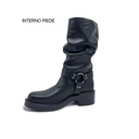 Art. 809 BIKER IN VERA PELLE NERO CON ARRICCIATURA AL GAMBALE E CAVIGLIERA FISSA