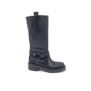 Art. 801 BLACK GENUINE LEATHER BOOT WITH FIXED ANKLE STRAP