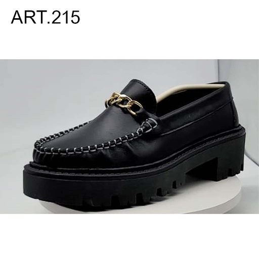 ART. 215 - Mocassini in pelle nera con fondo platform